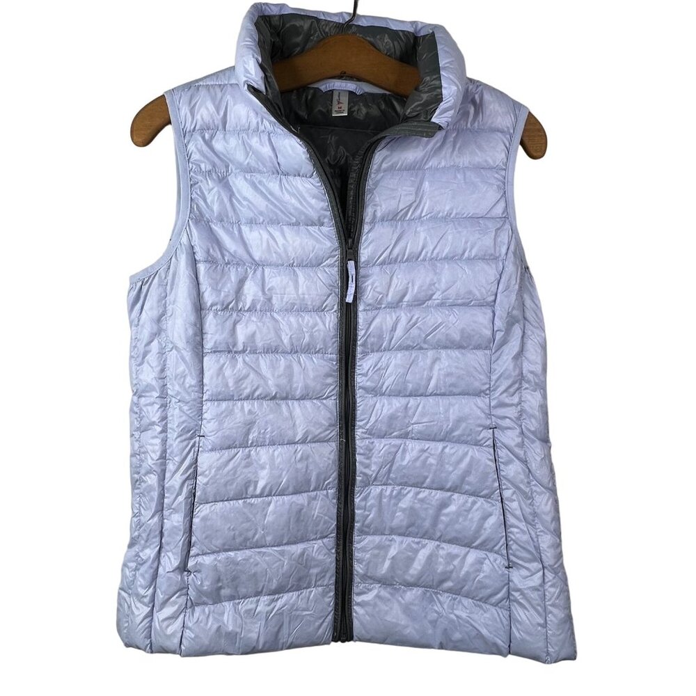 Exertek Puffer Vest Size Medium Duck Down Full Zip Outdoor Winter Active Purple